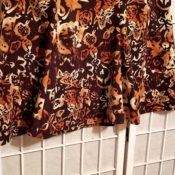JONES NEW YORK FLORAL BROWN POLYESTER PRINT SKIRT SZ 12 - Picture 3 of 8